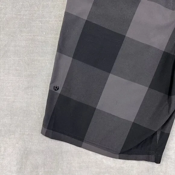 lululemon athletica Charcoal and Black Plaid Athletic Shorts - Picture 3 of 8